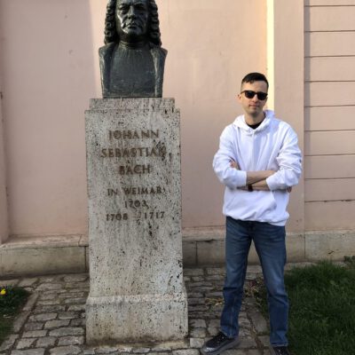 By the Johann Sebastian Bach Monument, Weimar, Germany